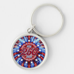 All Men Are Graphic Fireworks Red White Blue White Key Ring