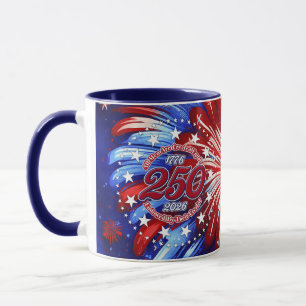 All Men Are Graphic Fireworks Red White Blue White Mug