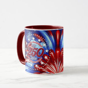 All Men Are Graphic Fireworks Red White Blue White Mug