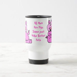 "All Men Are Pigs" Pink Cartoon Pig Aluminium  Mug