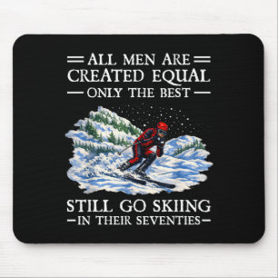 All men created equal go skiing in their seventies mouse mat