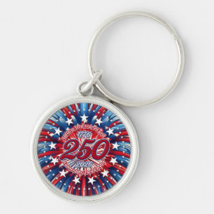 All Men Red White Blue Graphic Fireworks Key Ring