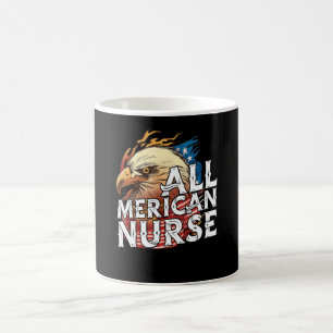 All Merican Nurse 4th Of July Day Eagle Usa Flag A Coffee Mug