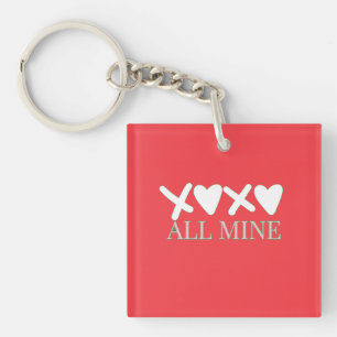 ALL MINE XOXO Valentine Shirt - Minimal Love Desig Key Ring
