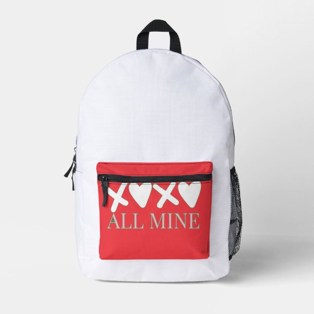 ALL MINE XOXO Valentine Shirt - Minimal Love Desig Printed Backpack (Front)