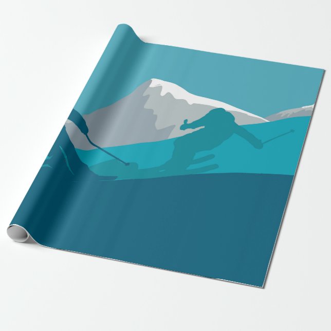 All Mountain Skiing Wrapping Paper (Unrolled)