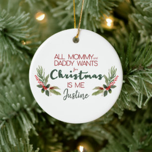 All Mummy/Daddy Wants for Christmas, Magnetic Card Ceramic Tree Decoration