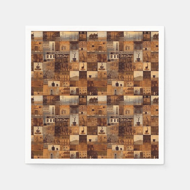 All My Coffee Patchwork Quilt Pattern No4 Napkin (Front)