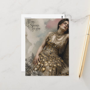 All My Gold Spoons Are Gone Fantasy Vintage Art Postcard