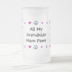 All My Grandkids-Grandchildren Have Paws Frosted Glass Beer Mug
