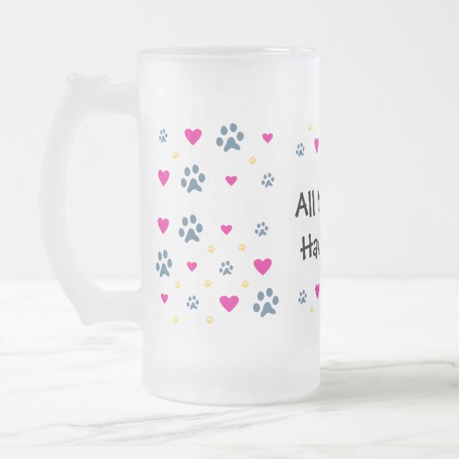 All My Kids-Children Have Paws Frosted Glass Beer Mug (Left)