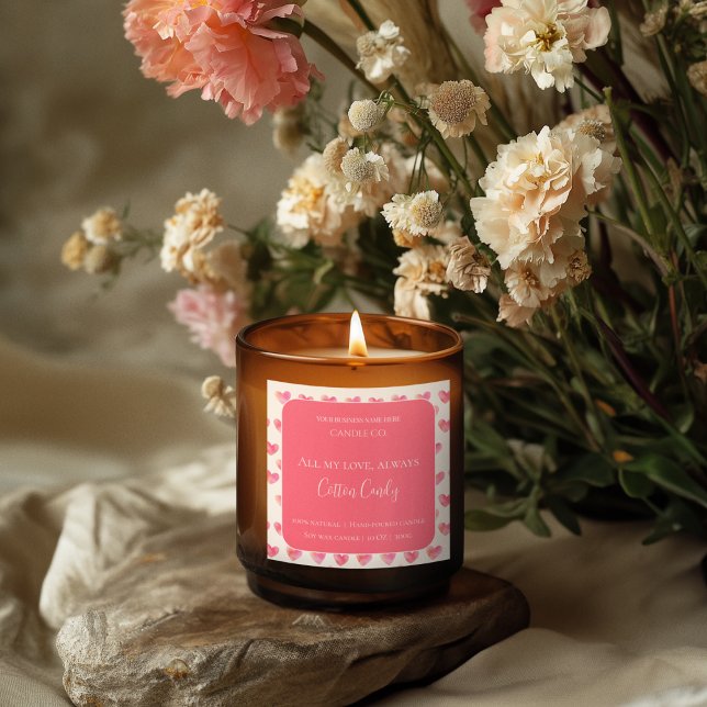 All My Love Valentine – Romantic Pink Candle Label (Creator Uploaded)