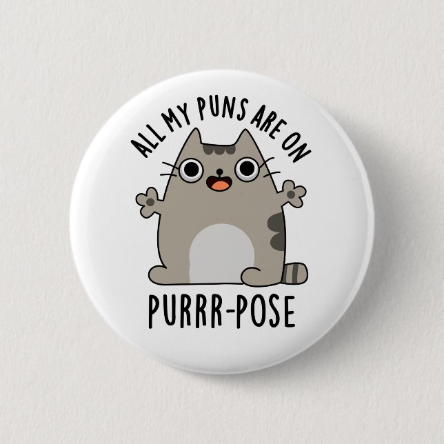 All My Puns Are On Purr-pose Funny Cat Pun  6 Cm Round Badge (Front)