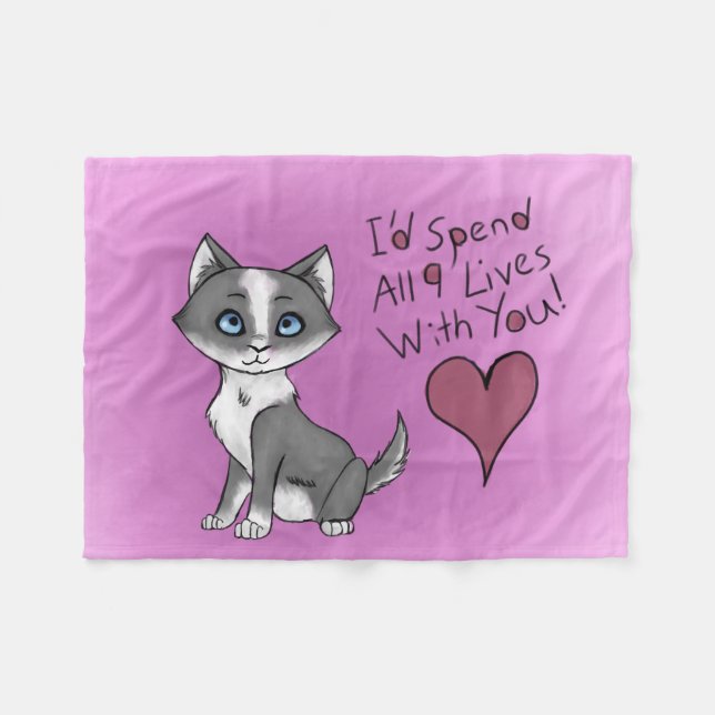 All Nine Lives Fleece Blanket (Front (Horizontal))