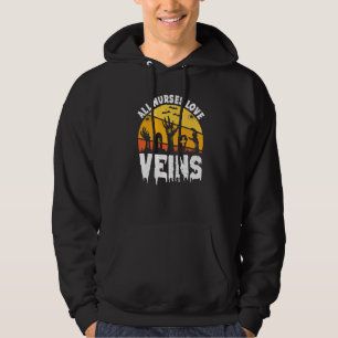 All Nurses Love Brains Halloween Dialyis Zombie Nu Hoodie