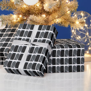 All Occasion Black and White Half Hearts Pattern Wrapping Paper