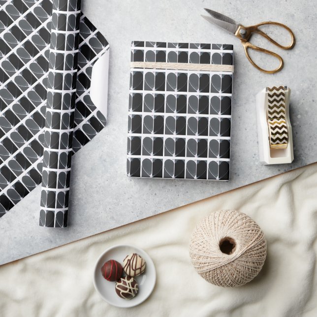 All Occasion Black and White Half Hearts Pattern Wrapping Paper (Crafts)