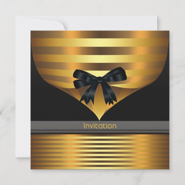 All Occasion Black Gold Party Invitation (Front)