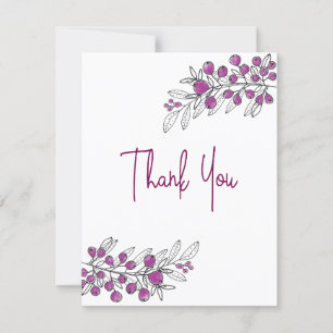 All Occasion Gratitude Purple Berries Leaves  Thank You Card
