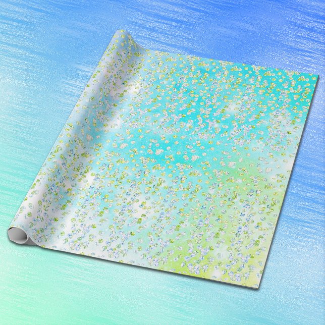 All Occasion Green Aqua Blue Luxury Sequin Sparkle Wrapping Paper (Creator Uploaded)