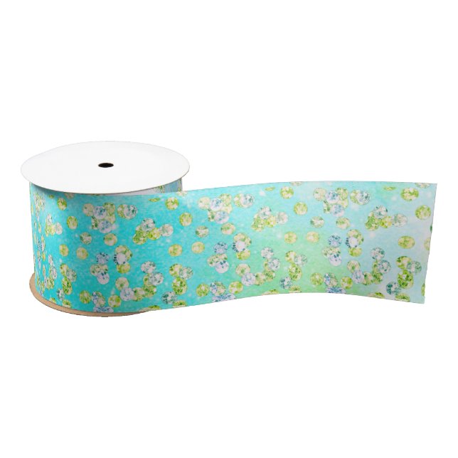 All Occasion Luxury Aqua Blue Green Sequins  Satin Ribbon (Spool)