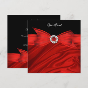 All Occasion Luxury Red Bow Black Party Invitation