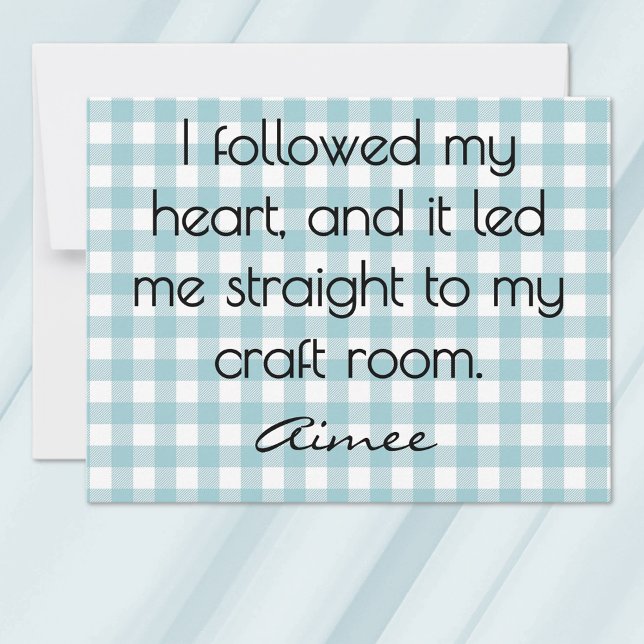 All-Occasion Name Blue and White Gingham Flat Card (Creator Uploaded)