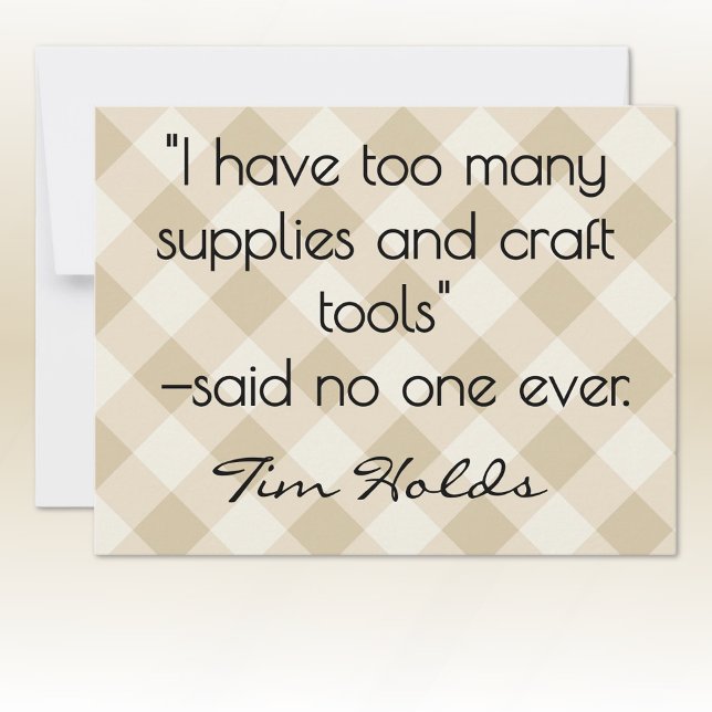 All-Occasion Name Khaki and Cream Plaid Flat Card (Creator Uploaded)