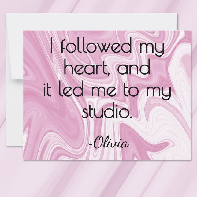  All-Occasion Name Pink and White Marbled Ink Flat Card (Creator Uploaded)