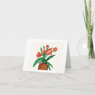 All occasion note card with peach coloured tulips