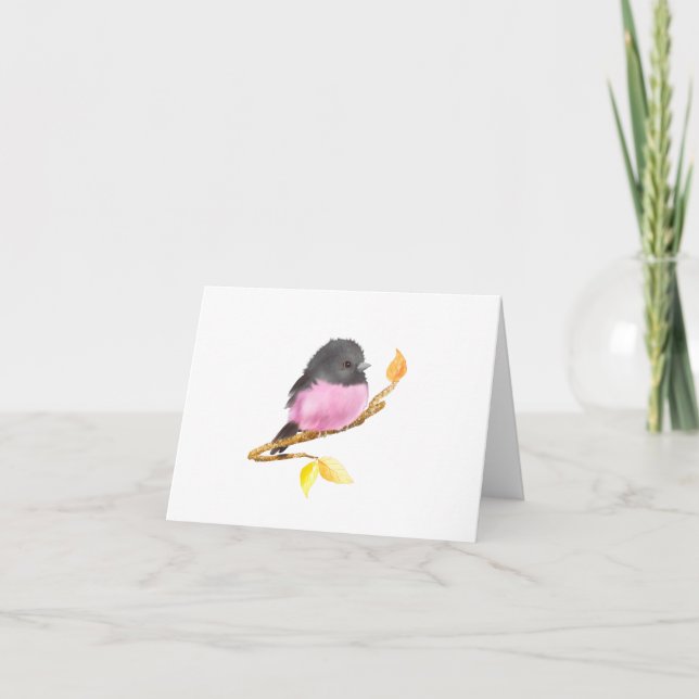 All Occasion Pink Robin Bird Blank Folded Card (Front)