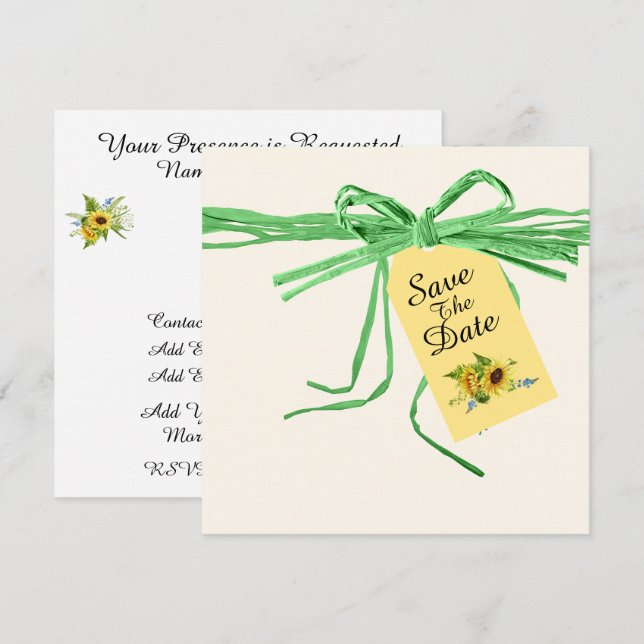 All Occasion Ribbon and Sunflowers Invitation (Front/Back)
