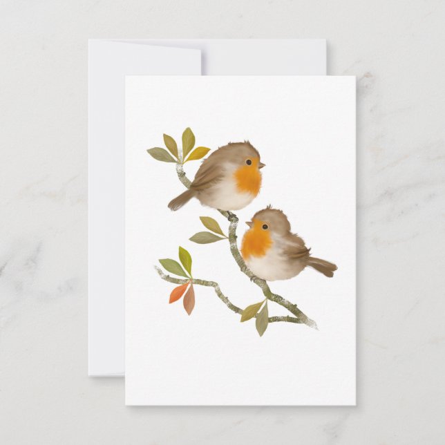 All Occasion Robin Birds Note Card (Front)