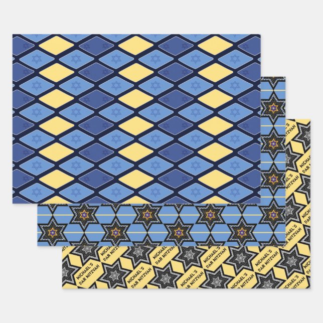 All-Occasion Stars of David Personalised Wrapping Paper Sheet (Set)
