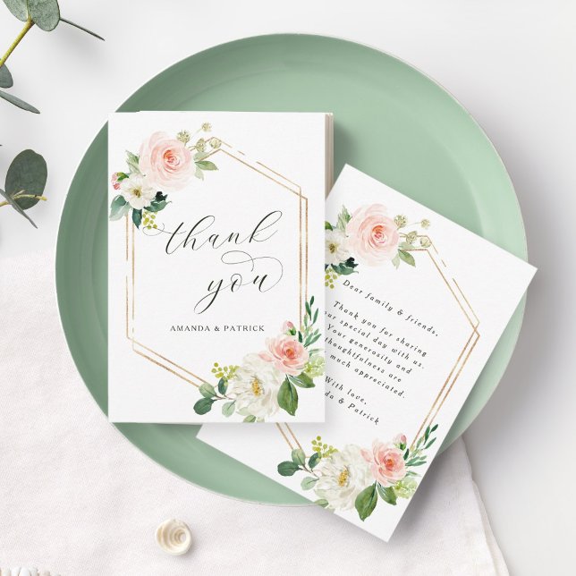 All Occasion Watercolor Floral Hexagon  Thank You Card (Creator Uploaded)