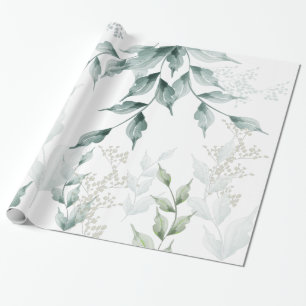 All Occasion Wrapping  Greyed Jade Green Botanical Wrapping Paper