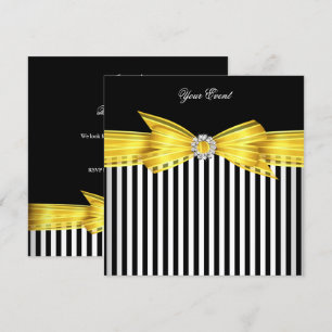 All Occasion Yellow Black White Stripe Party Invitation