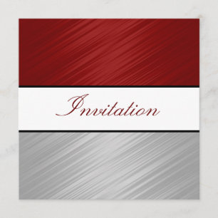 All Occasions Dark Red Silver Stripes Party Invitation
