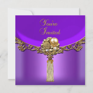 All Occasions Elegant Purple Gold Party Jewel Invitation
