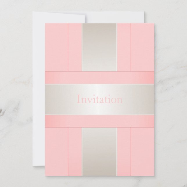 All Occasions Pastel Pink Silver White Invitation (Front)