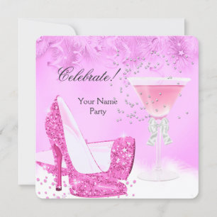 All Occasions Pink Margarita High Heels Party 2 Invitation