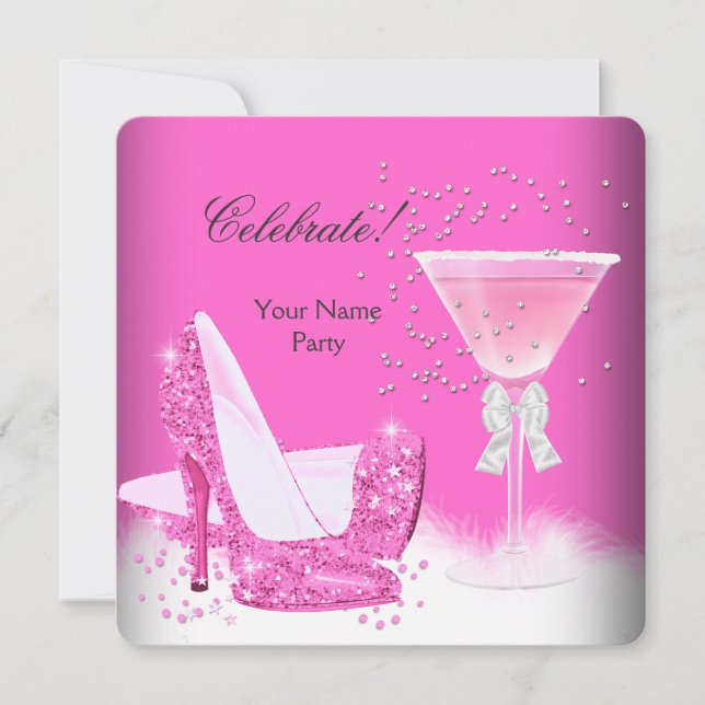 All Occasions Pink Margarita High Heels Party Invitation (Front)