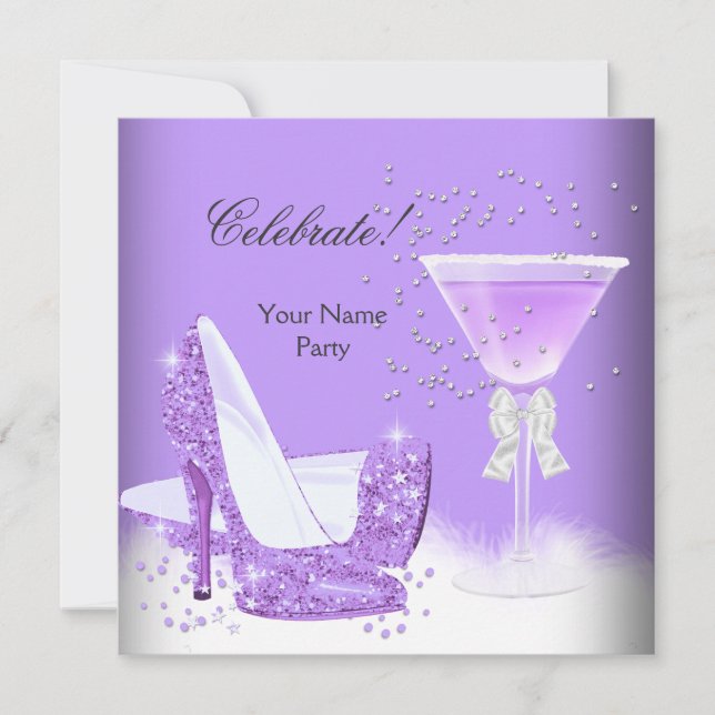 All Occasions Purple Margarita High Heels Party Invitation (Front)
