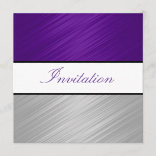 All Occasions Purple Silver Stripes Party Invitation