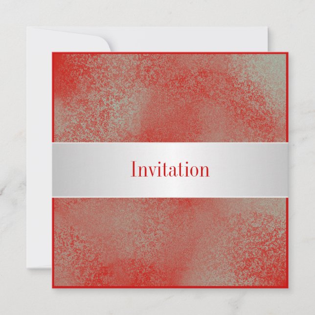 All Occasions Red Silver White Dust Invitation (Front)