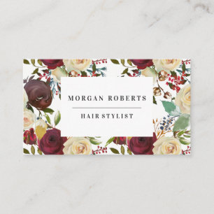 All Occupations Burgundy Red Wine White Roses Business Card