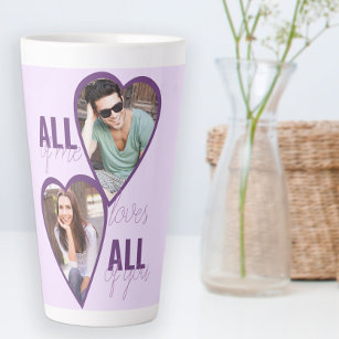 All of Me Loves All of You 2 Heart Photo Lilac Latte Mug