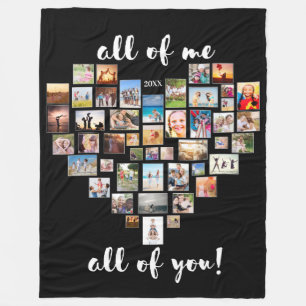 All of Me Loves All of You Collage Heart Fleece Blanket