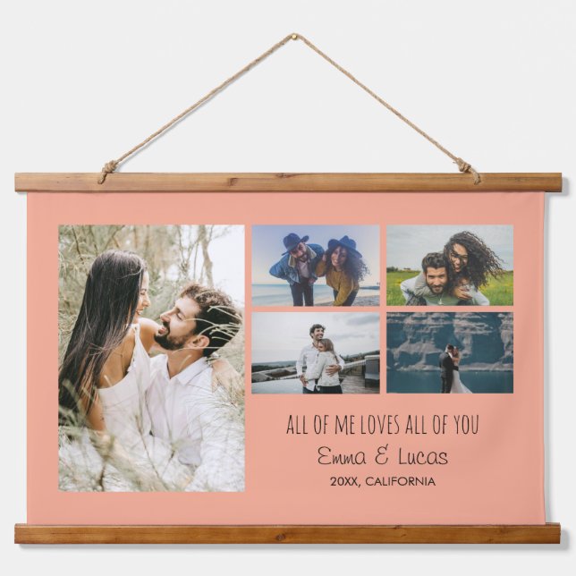 All of Me Loves All of You Custom Photo Collage Hanging Tapestry (Front)