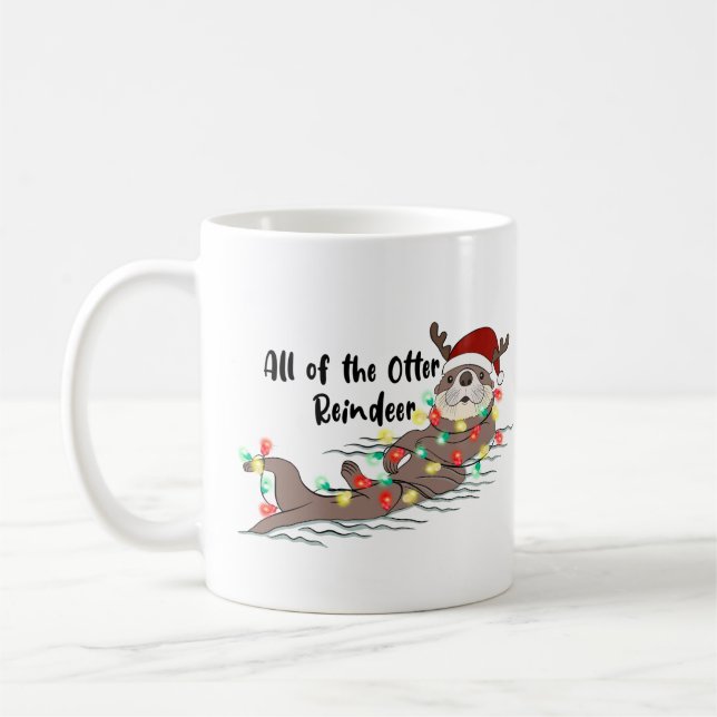 All of the Otter Reindeer Cute Otter Christmas Coffee Mug (Left)